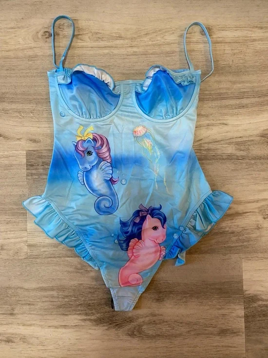RARE Dolls Kill x My Little Pony mermaid Aquatic Soul One Piece Swimsuit- NWOT - Picture 1 of 16
